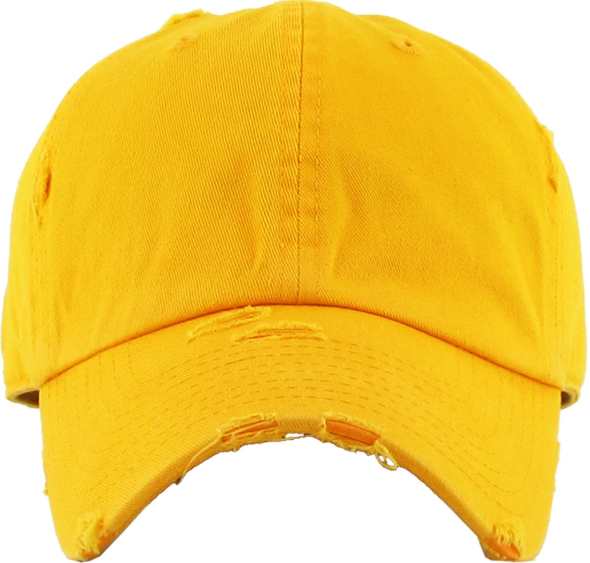 Gold Distressed Vintage Baseball Cap Front View